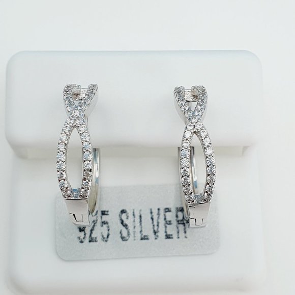 "925 Sterling Silver Cubic Zirconia Earrings, UU1P6A6143 - Picture 9 of 11